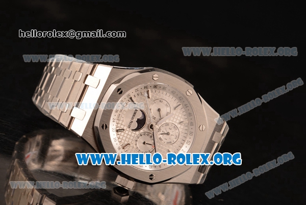 Audemars Piguet Royal Oak Perpetual Calendar Asia Automatic Steel Case with White Dial and Steel Bracelet - Click Image to Close